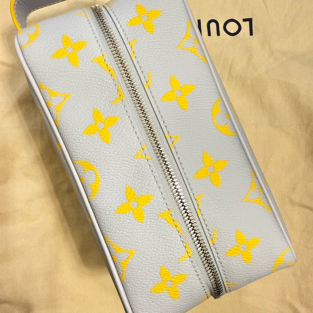 Louis Vuitton White & Yellow Monogram Cosmetic Case with Top Handle - Picture 6 of 8